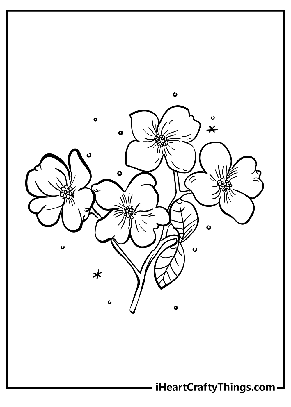 Flower branch coloring page free printable for kids