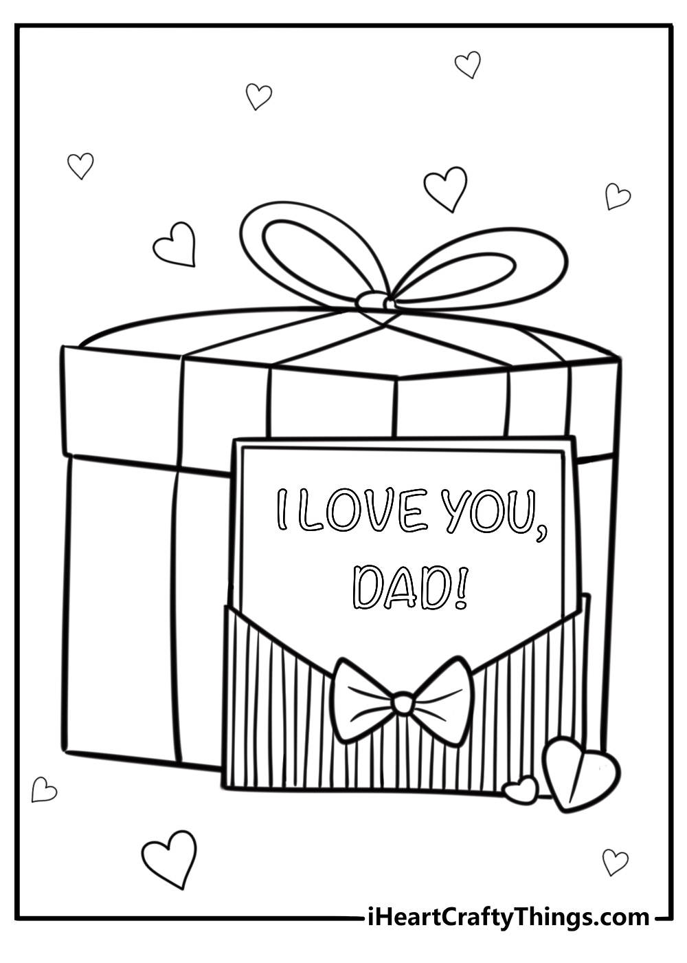 Father's Day card and gift box simple coloring sheet